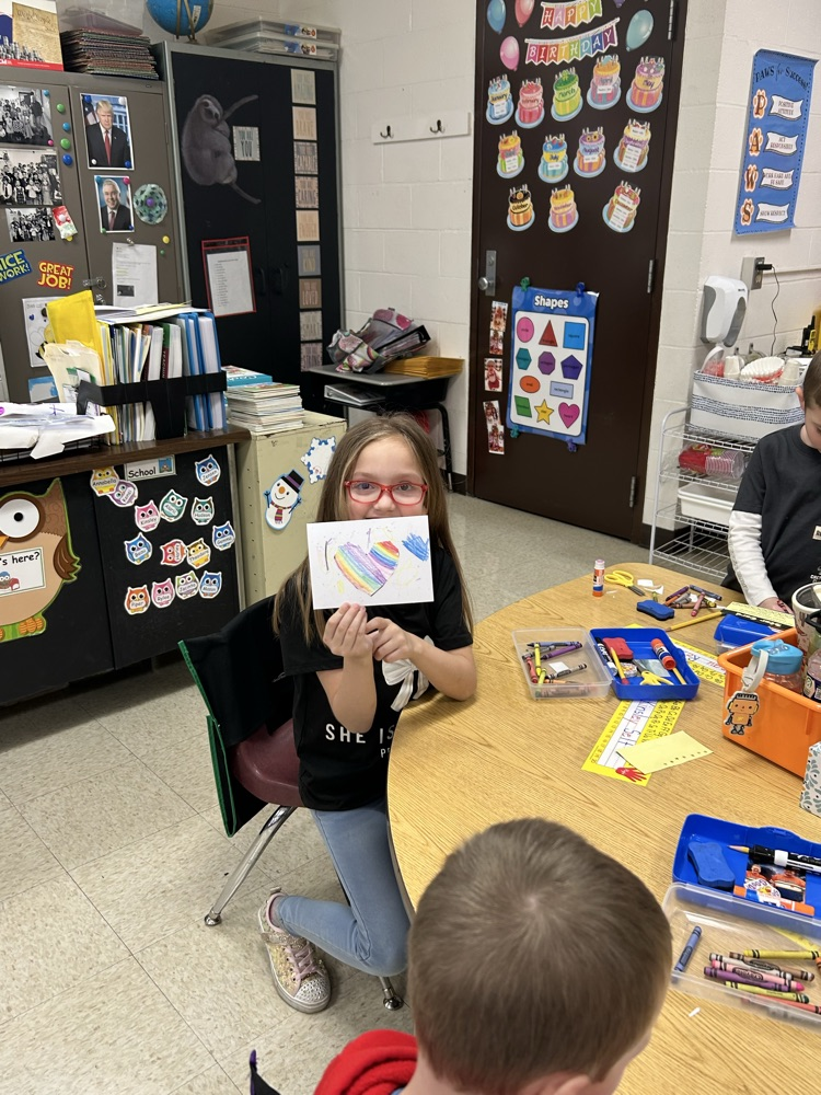 Students working on their Hearts Across America Valentines.