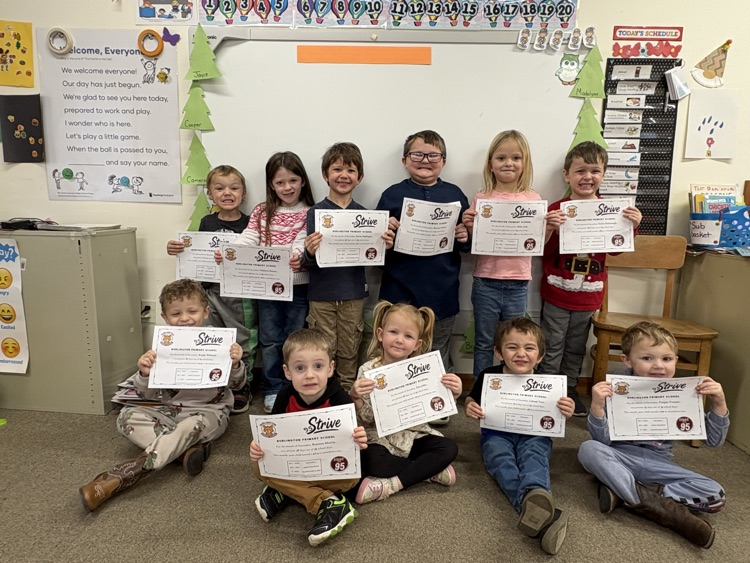 A photo of Pre-K class with 95% and above for December. 
