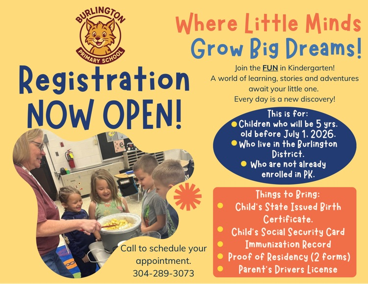 Our kindergarten registration is now open! Call to set up an appointment today.