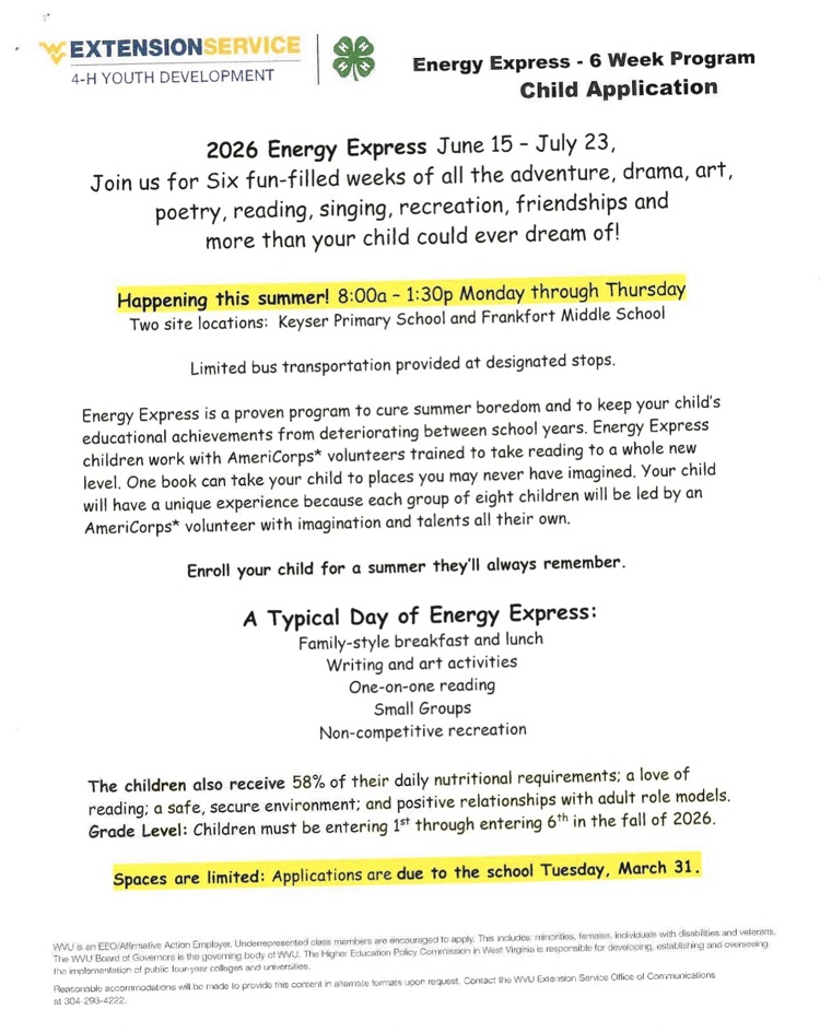 Energy Express applications are due March 31!