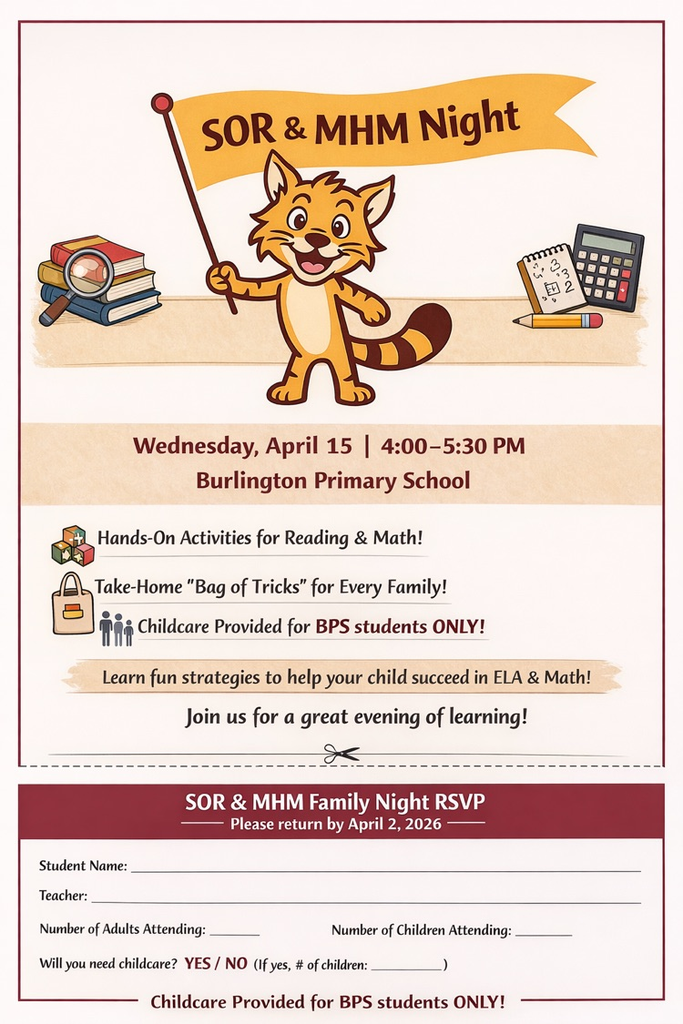 Photo of the Science of Reading and the Mathematical Habits of Mind night. April 15 from 4:00-5:30.
