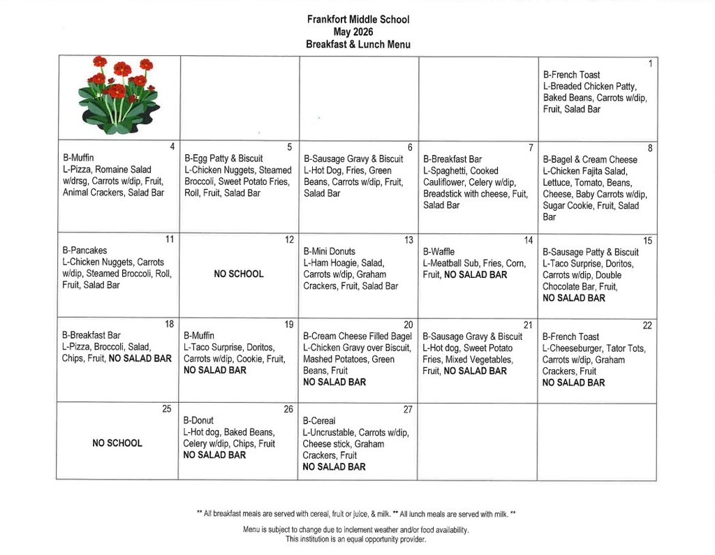 May 2026 Menu