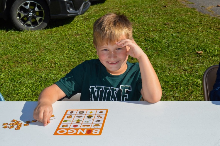 A photo of a student playing Fall Bingo.