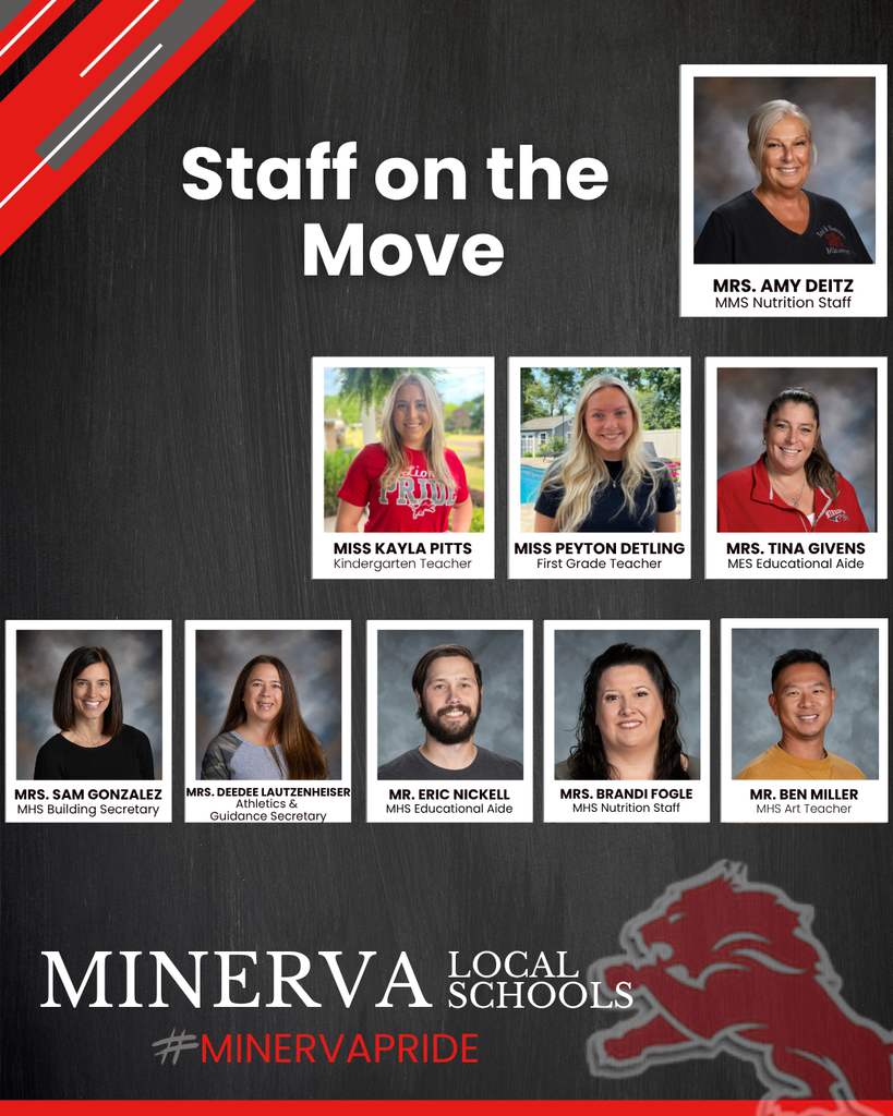 Staff on the Move Mrs. Amy Dietz mms nutritional staff miss kayla pitts kindergarten teacher miss peyton detlign first grade teacher mrs. tina givens mes educational aide mrs. sam gonzalez mhs building secretary mrs. deedeelautzenheirser athletics and guidance secretary mr. eric nickell mhs educational aide mrs brandi fogle mhs nutrition staff mr. ben miller mhs art teacher