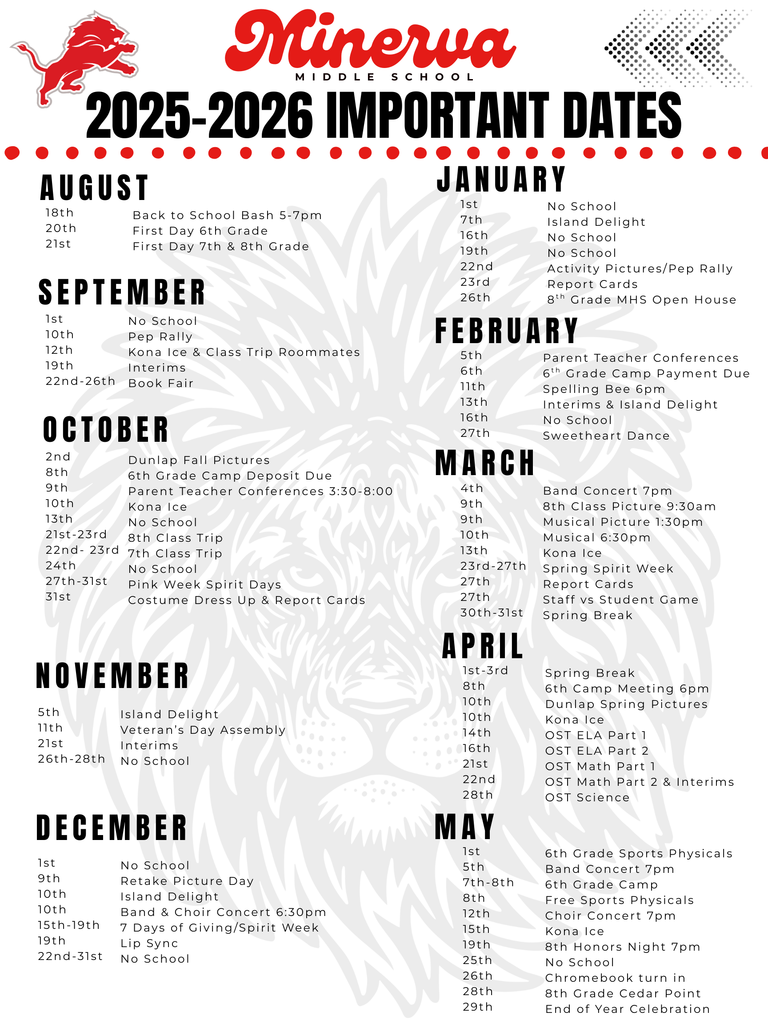 25-26 Important Dates