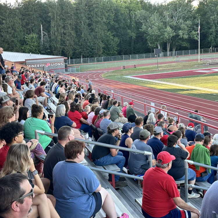 “The Pride of Minerva! 🦁🎶 MHS Meet the Band Night was a tremendous success! What an outstanding performance and an incredible show of community support—the stands were packed! ❤️ Go Lions! #MinervaPride”