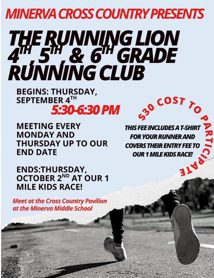 4th, 5th and 6th grade running club staring at MES