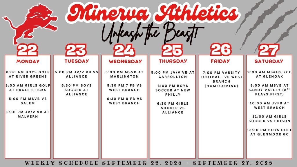 Athletic Events 9-22-25 to 9-27-25