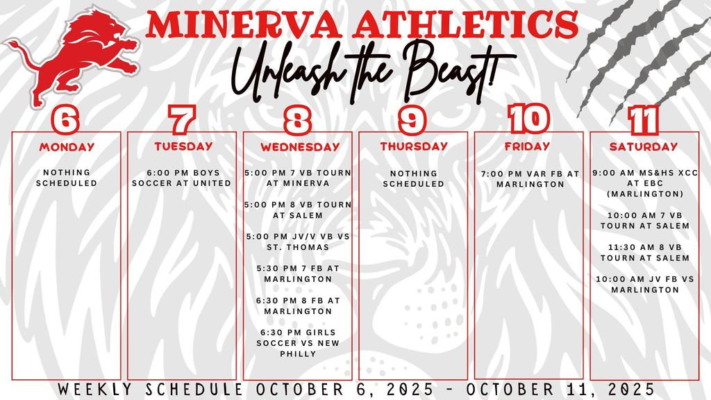 Athletic Events 10-6-25 to 10-11-25