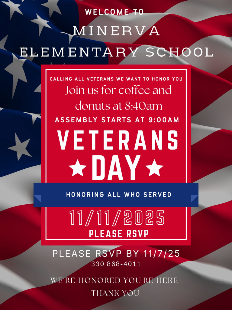 Calling all Veterans we want to invite you our Veterans Day assembly at MES please call in to get signed up 330 868-4011