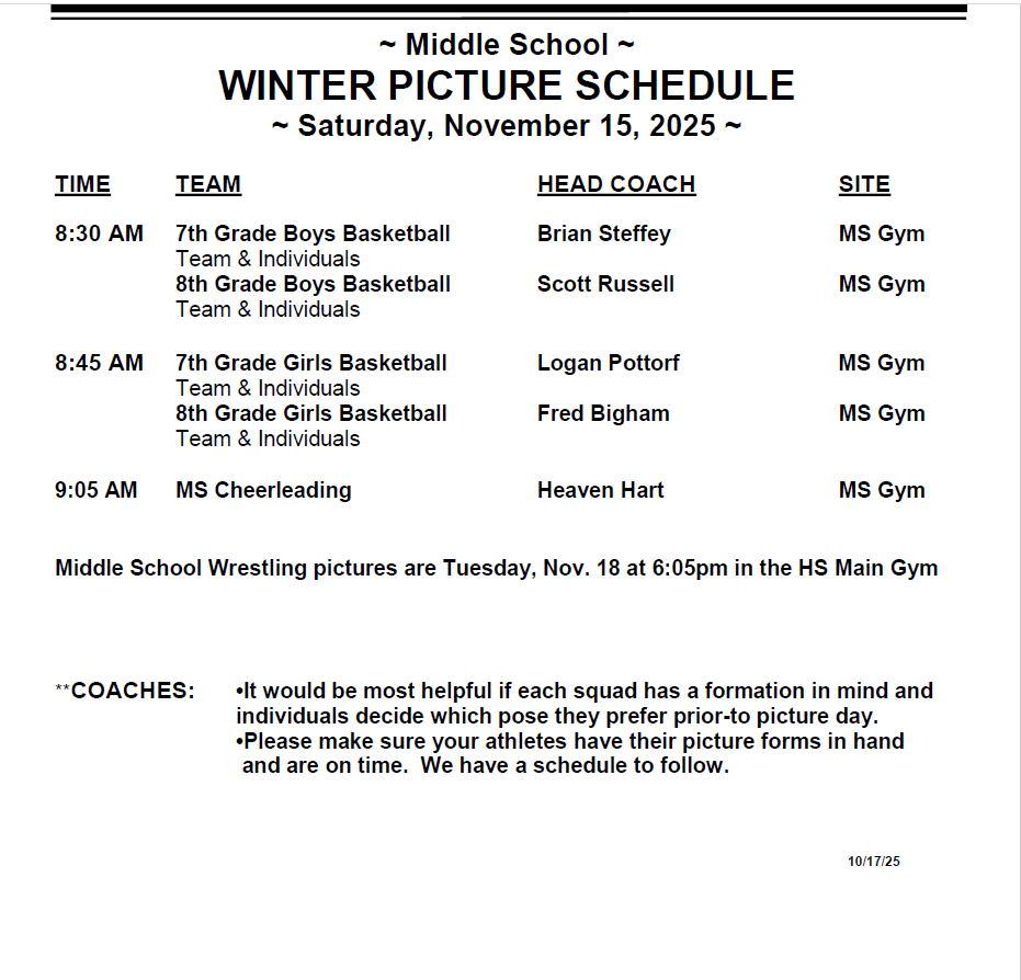 Words describing MS Picture day