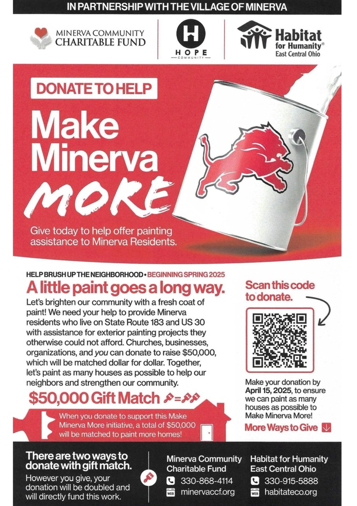 Make Minerva More! Minerva is partnering with Habitat to paint houses for home owners!