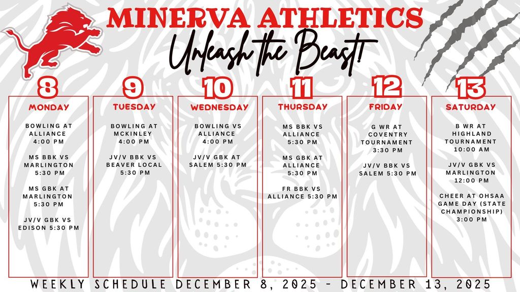 Athletic Events 12-8-25 to 12-13-25