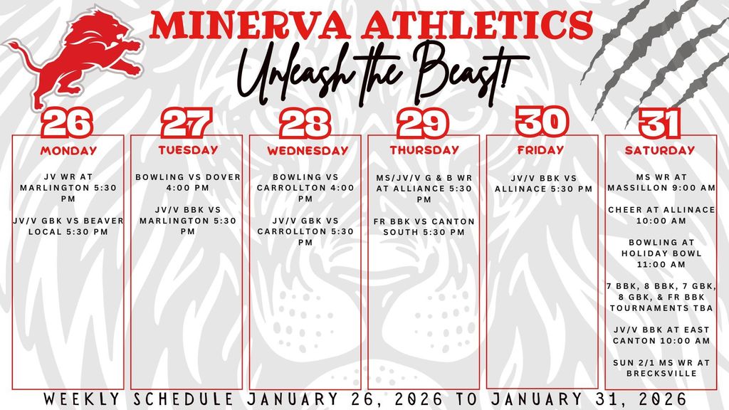 Athletic Events 1-26-26 to 1-31-26