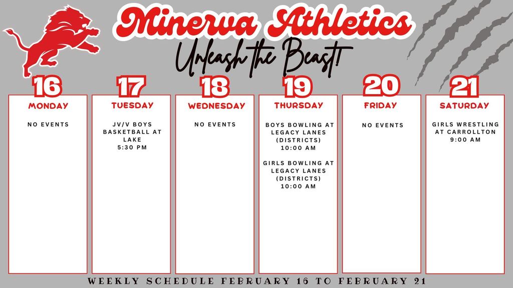 Athletic Events 2-16-26 to 2-21-26