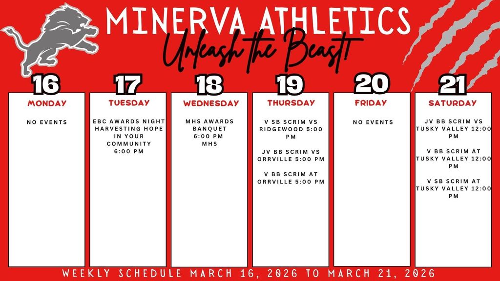 Athletic Calendar 3-16-26 to 3-21-26