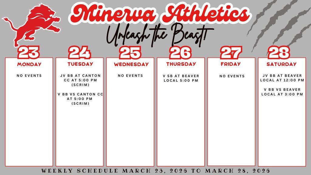 Athletic Events 3-23-26 to 3-28-26