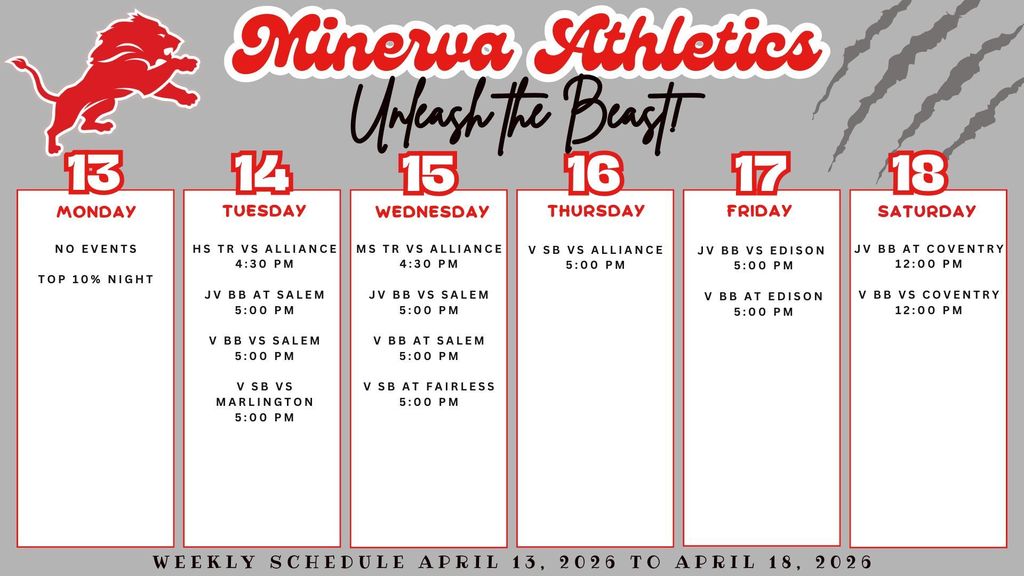 Athletic Events 4-13-26 to 4-18-26