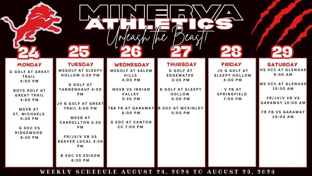 Athletic Events 8-24-26 to 8-29-26 UPDATED