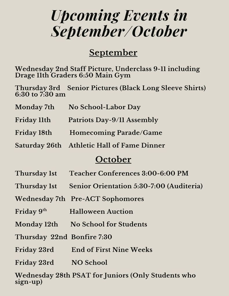 MHS September 2026 Newsletter!