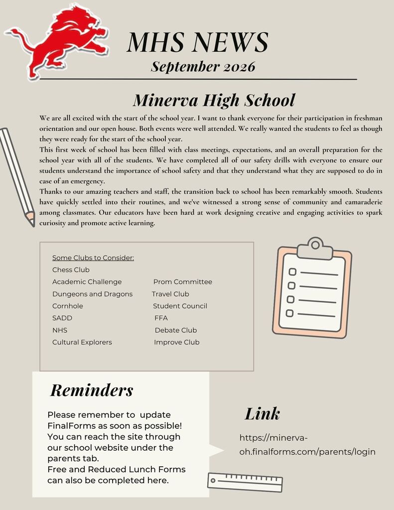 MHS September 2026 Newsletter!
