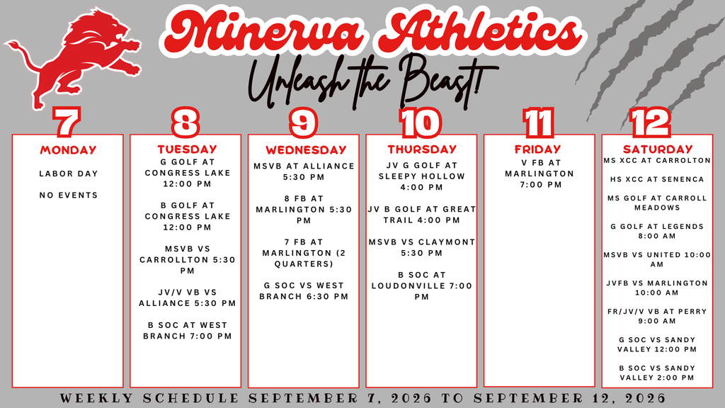 athletic events 9-7-26 to 9-12-26