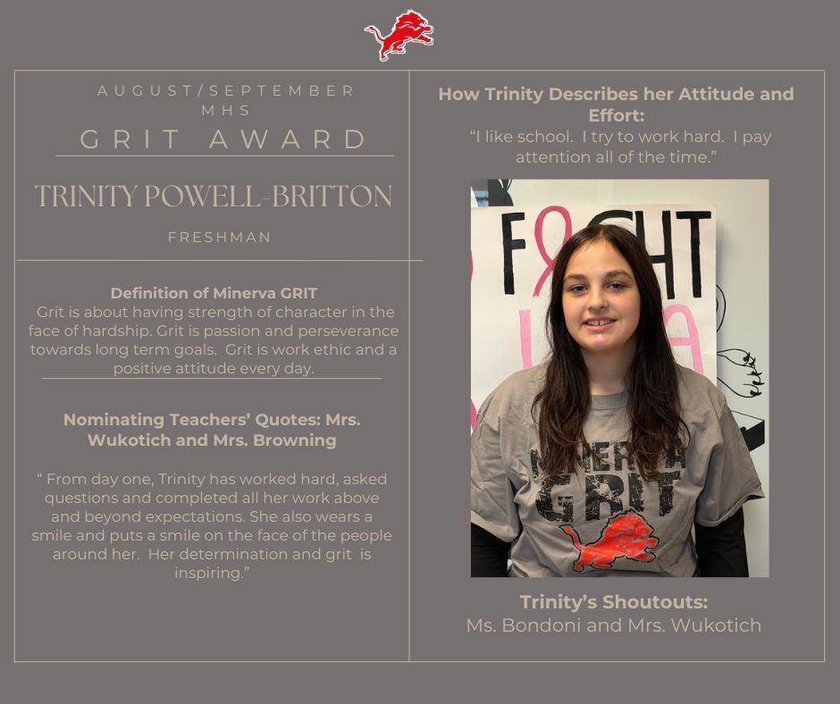September MHS GRIT Award Winners!