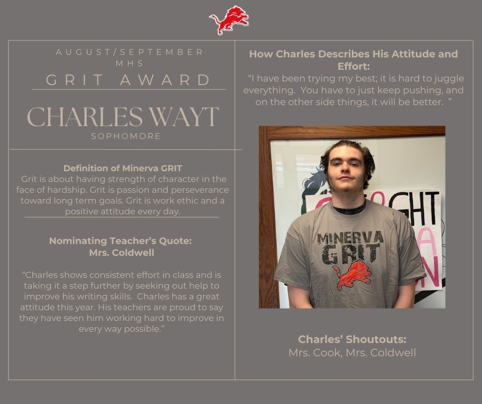 September MHS GRIT Award Winners!