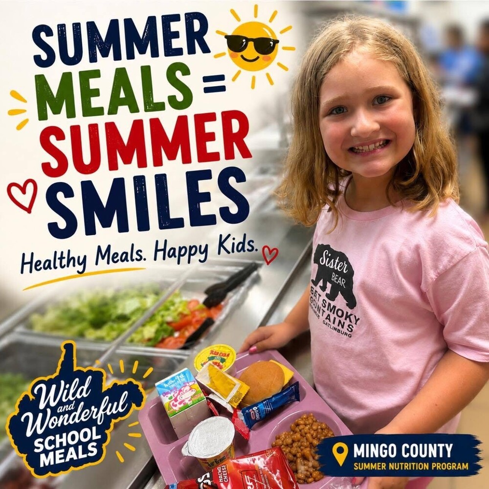 Girl in a pink shit with food in the background and talks about summer meals