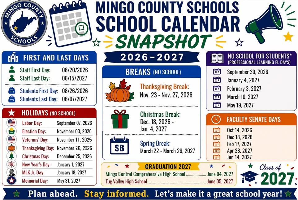 Back to school dates for 26-27 school year