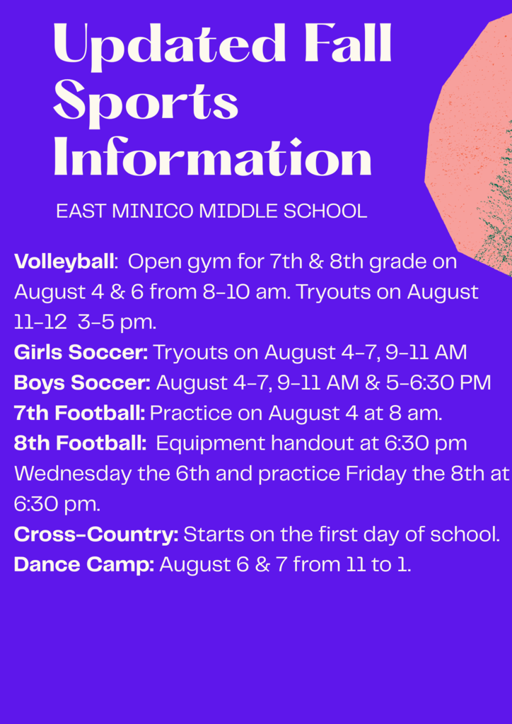 Updated fall sports East Minico