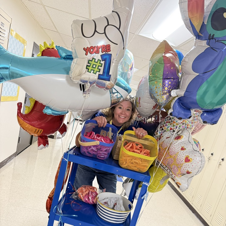 Mrs. Ashcraft with balloons 2