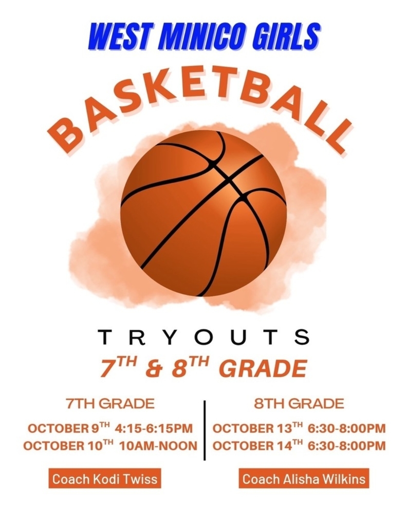 Girls basketball tryouts announcement.