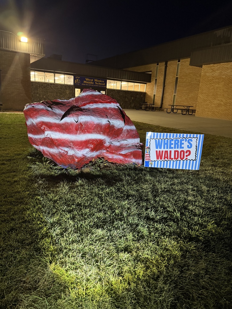 School Rock painted red and white....Where's Waldo