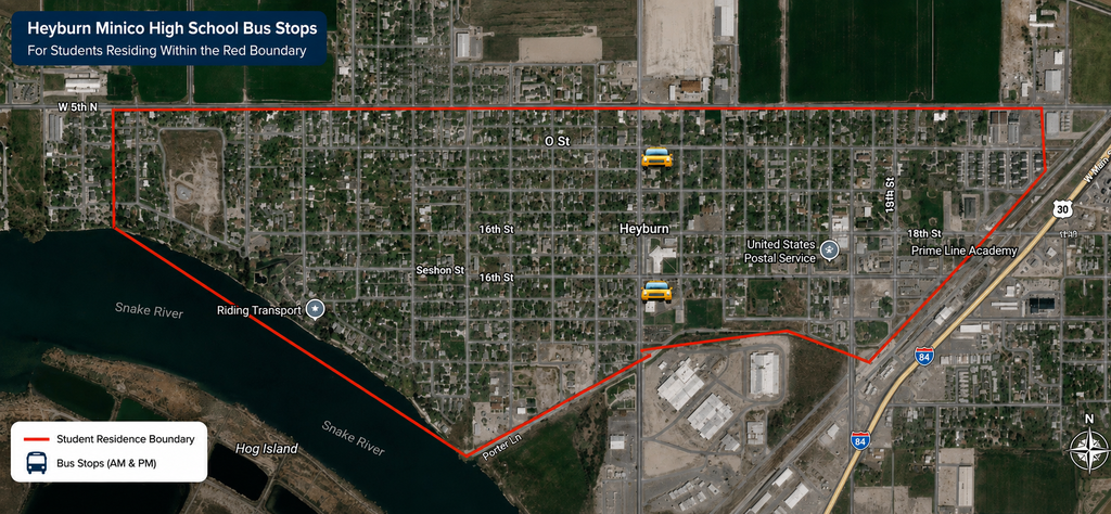 Bus Route Heyburn area for Minico.