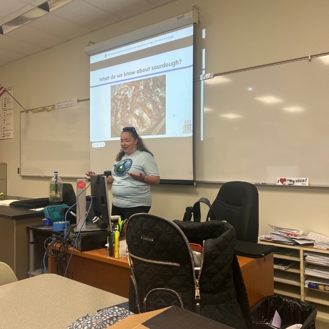 Mrs. Dean presenting about sourdough