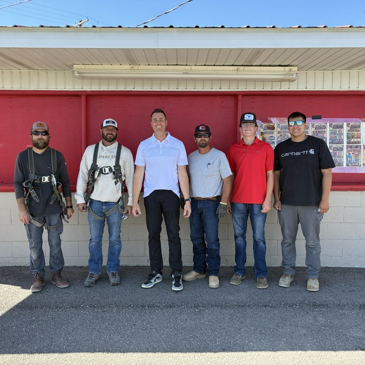 volunteers helping install the new lights 