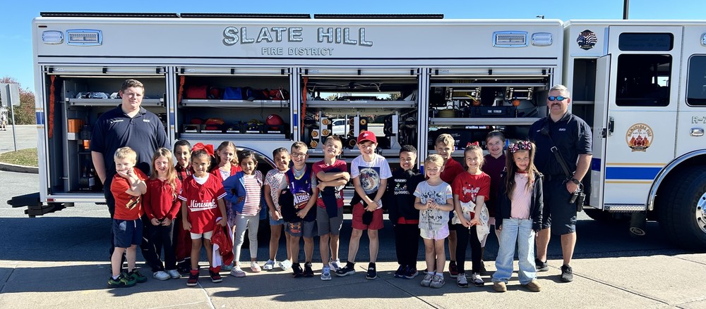 students and firefighters