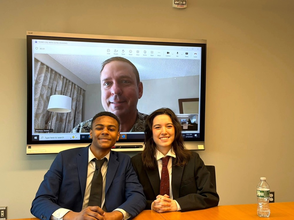 students with county executive on TVt 