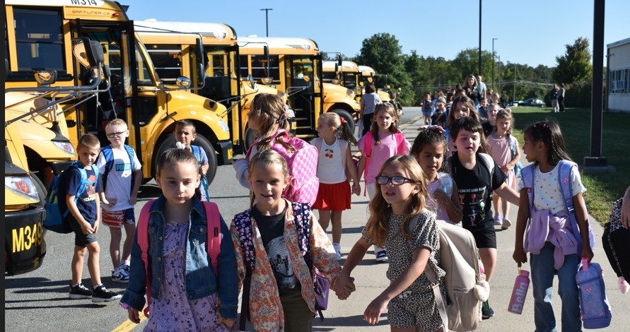 students arriving