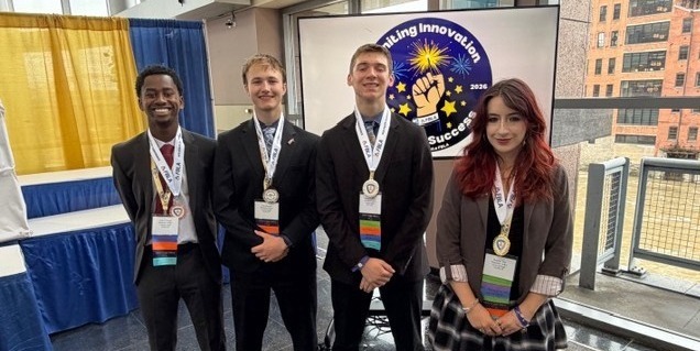 students with medals