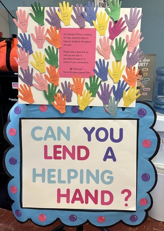 sign noting what donation needs are