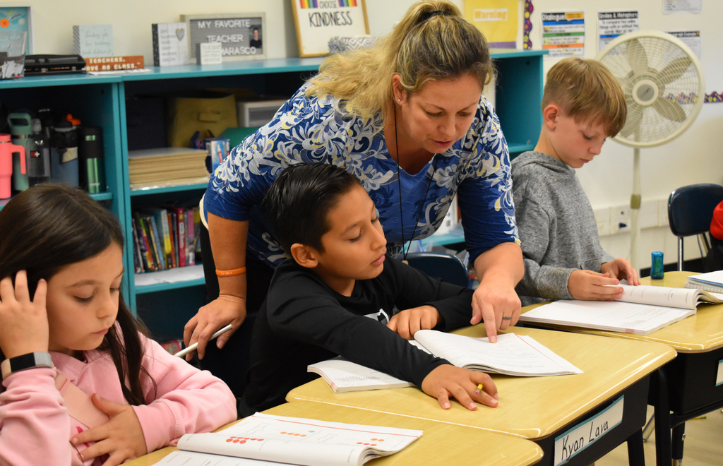 teacher with student