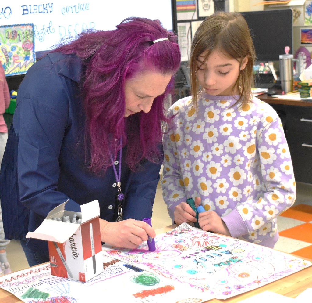 teacher with students