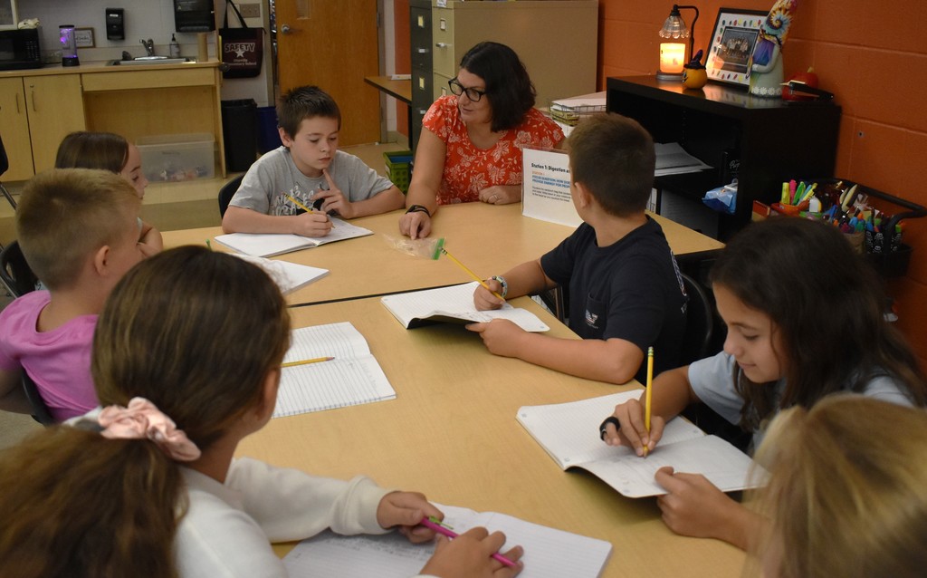 teacher with students