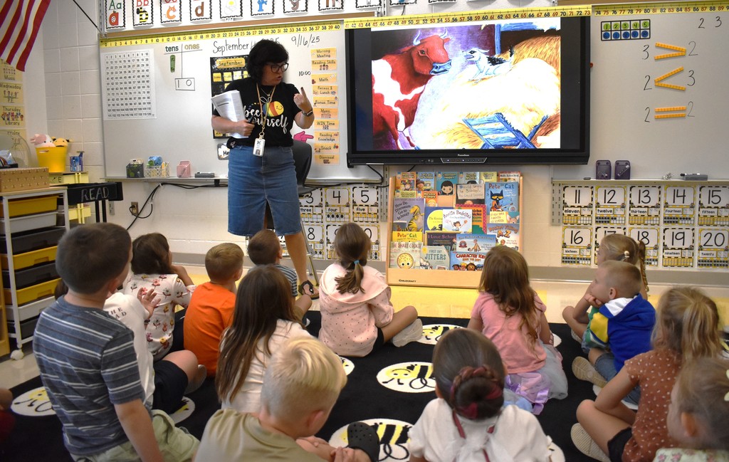 teacher with students