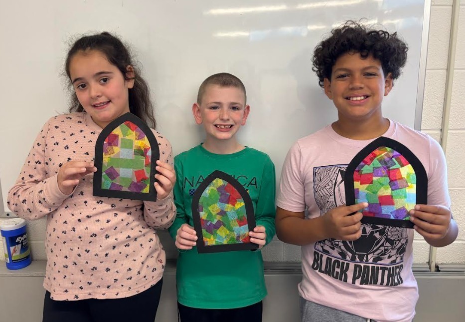 students with artwork