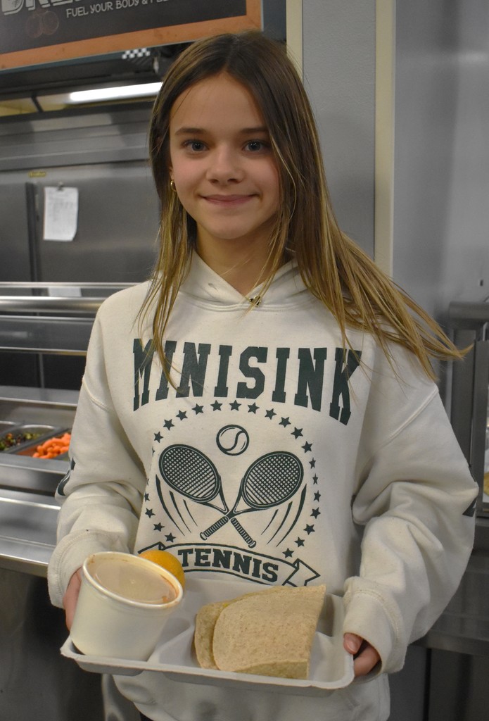 student in cafeteria