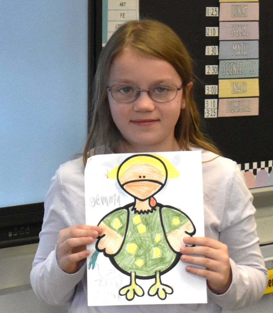 student with artwork