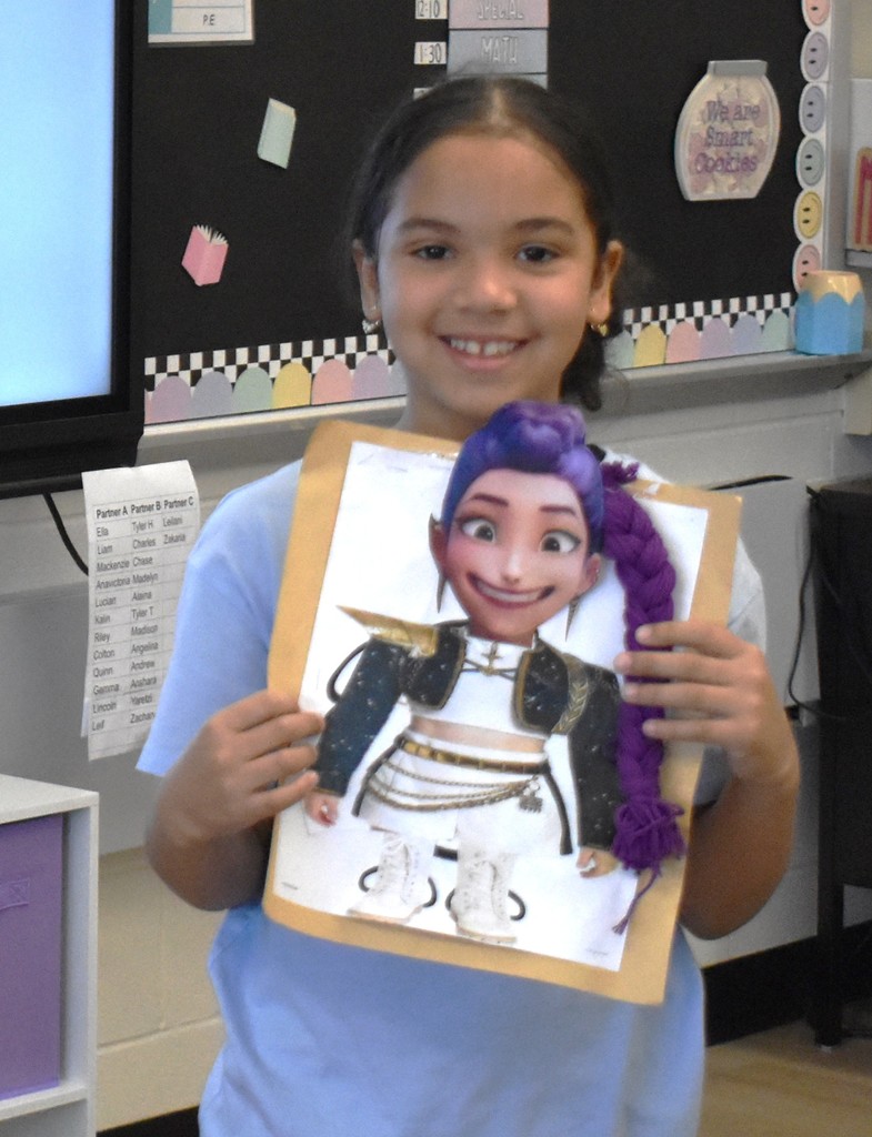 student with artwork